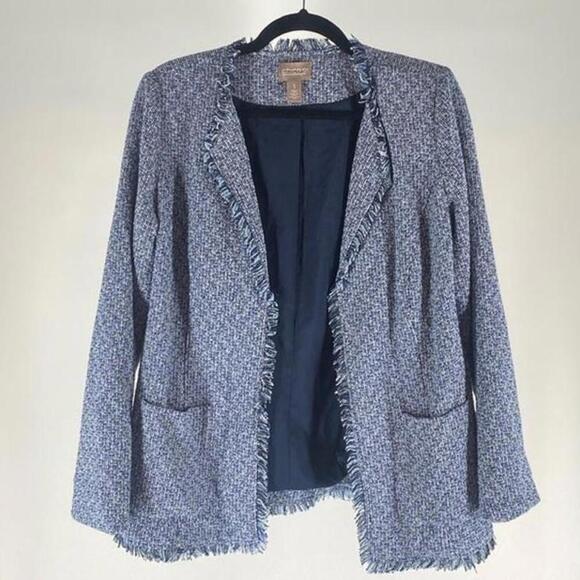 Chic Textured Open Blazer with Frayed Edges - Picture 1 of 2
